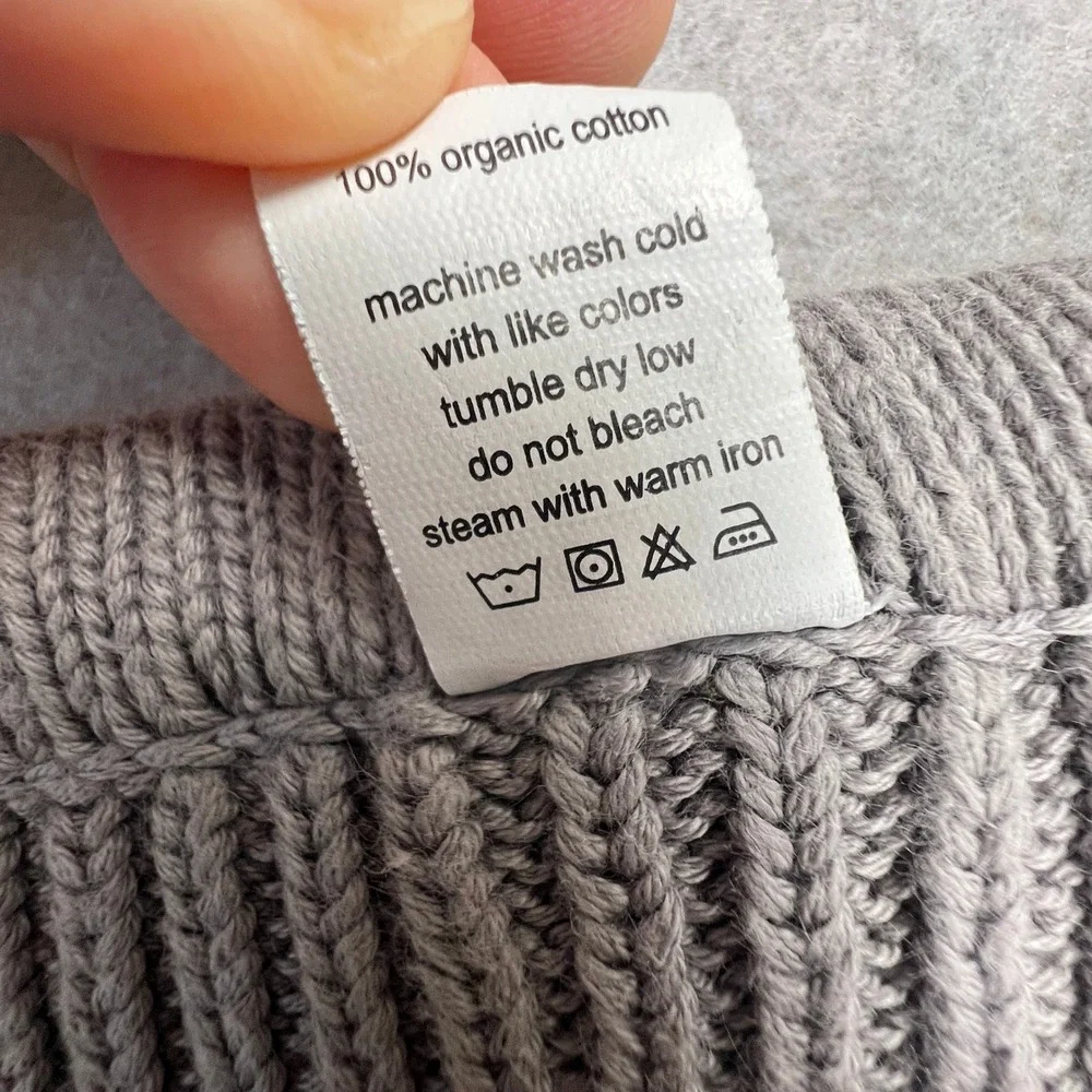 Monica + Andy Knit Blanket Grey Organic Cotton Ribbed Soft Nursery Boho